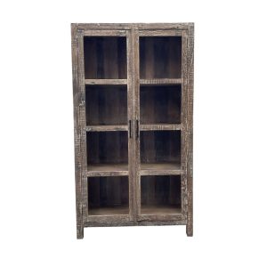 Vitrin újrahasznosított fa 100x40x180 cm fehér