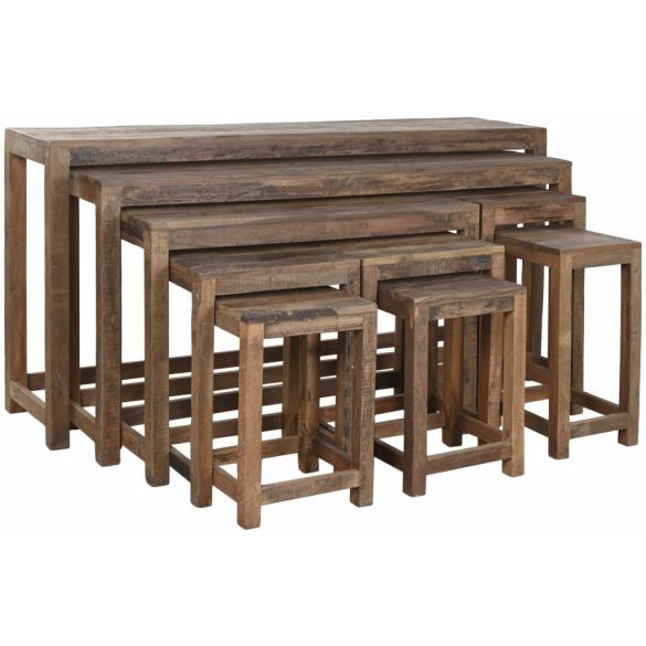 Konzol asztal újrahasznosított fa 160x40x82 cm natúr s/9