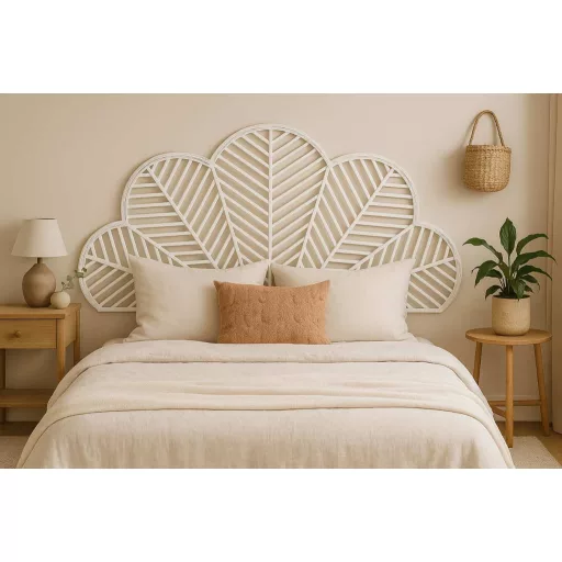 Ágytámla bambusz 190x2,5x81 cm fehér