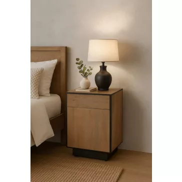   Éjjeliszekrény mangófából és fémből – 45×44×65 cm