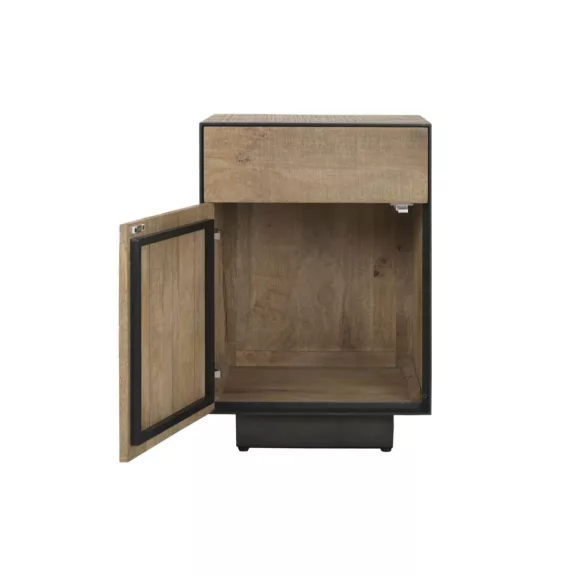 Éjjeliszekrény mangófából és fémből – 45×44×65 cm