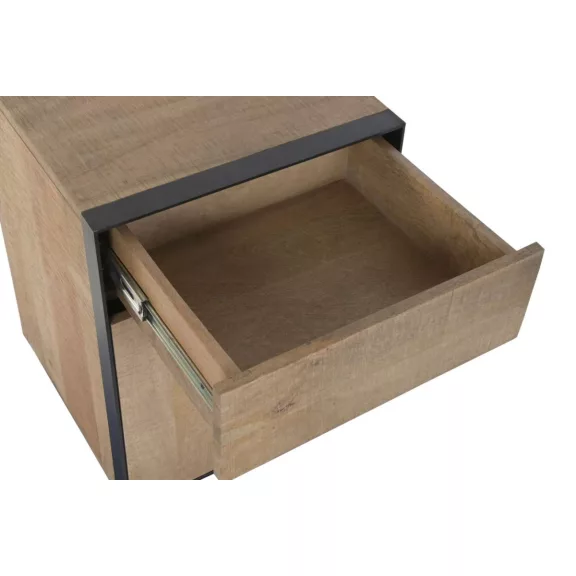 Éjjeliszekrény mangófából és fémből – 45×44×65 cm