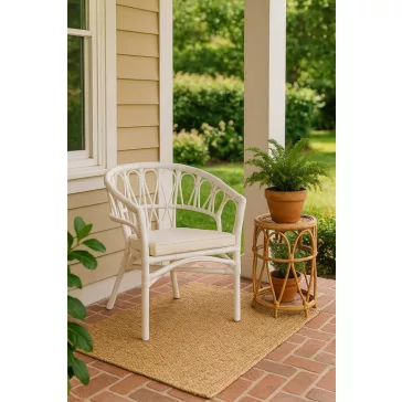 Silla ratan poliester 56x62x78 blanco