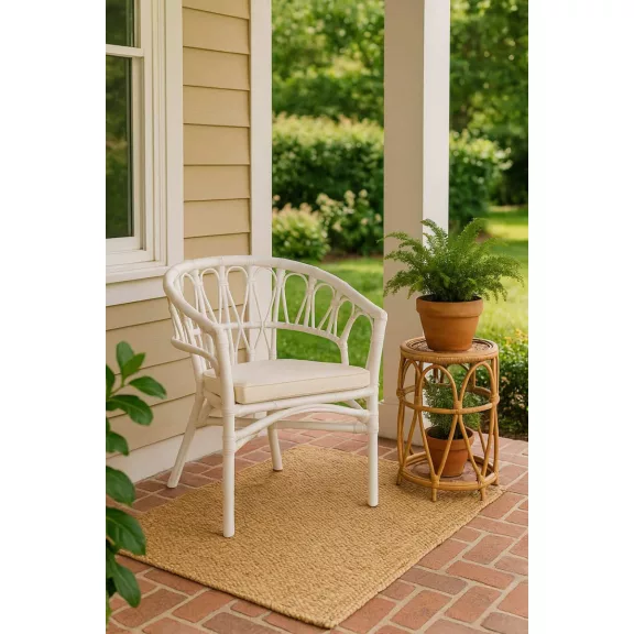 Silla ratan poliester 56x62x78 blanco