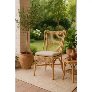 Silla ratan poliester 54x67x97 cojin beige