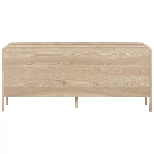 Natúr fenyőfa–rattan tálalószekrény – 180×40×82 cm
