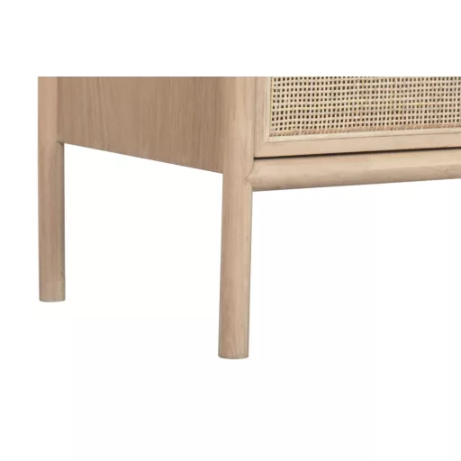 Natúr fenyőfa–rattan tálalószekrény – 180×40×82 cm