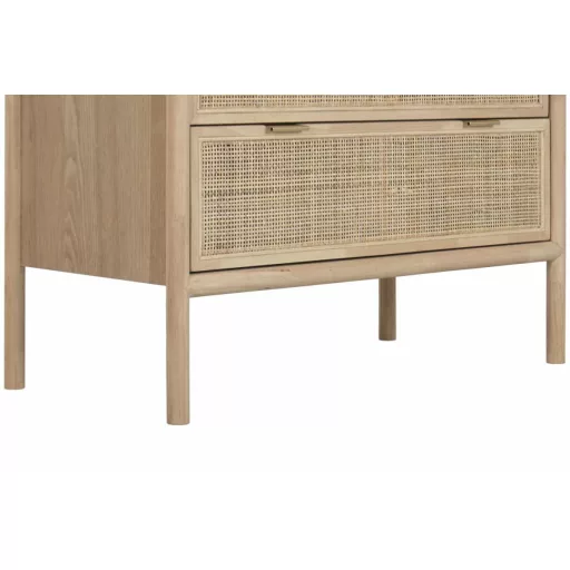 Natúr fenyőfa–rattan komód – 79×39×80 cm