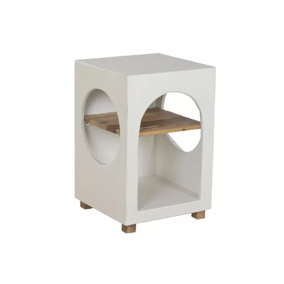 Modern fehér betonhatású fa lerakóasztal – 40×40×62 cm