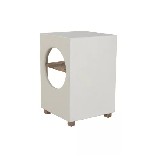 Modern fehér betonhatású fa lerakóasztal – 40×40×62 cm