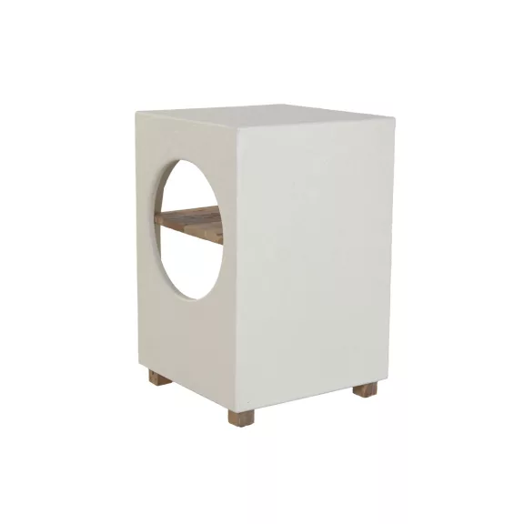 Modern fehér betonhatású fa lerakóasztal – 40×40×62 cm