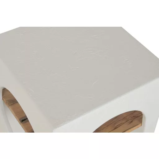 Modern fehér betonhatású fa lerakóasztal – 40×40×62 cm