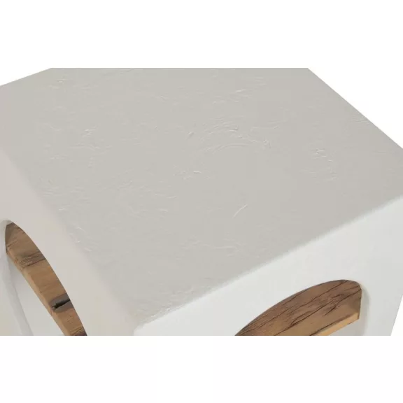 Modern fehér betonhatású fa lerakóasztal – 40×40×62 cm
