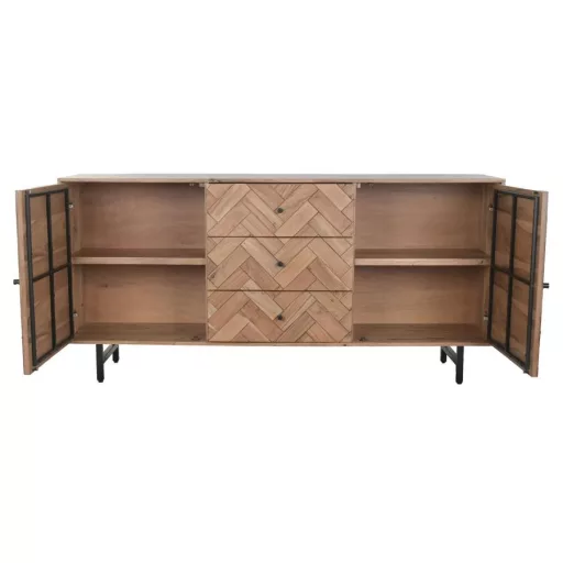Buffet acacia metal 170x40x80 marron