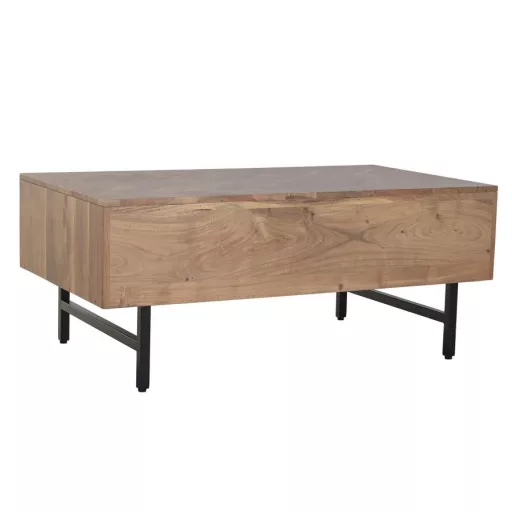 Mesa centro acacia metal 110x60x45 marron