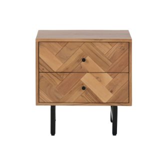   Éjjeliszekrény akácfából és fémből – barna kivitel, 50×40×50 cm