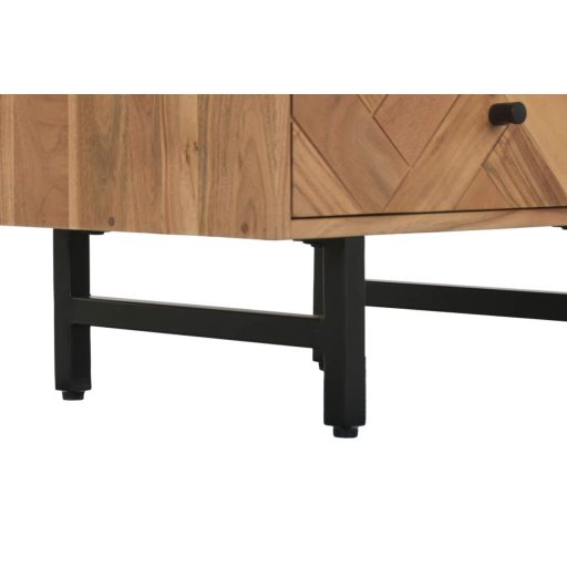 Éjjeliszekrény akácfából és fémből – barna kivitel, 50×40×50 cm