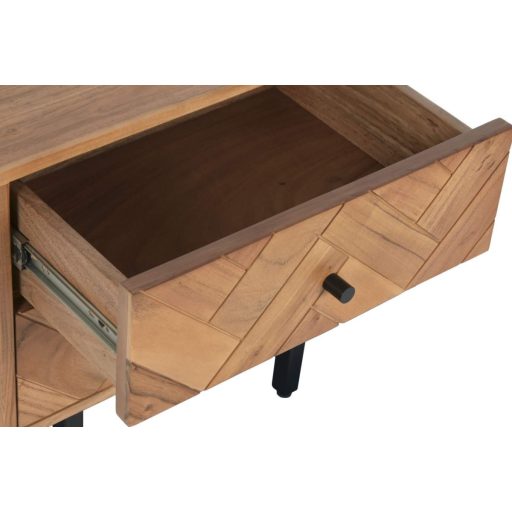 Éjjeliszekrény akácfából és fémből – barna kivitel, 50×40×50 cm