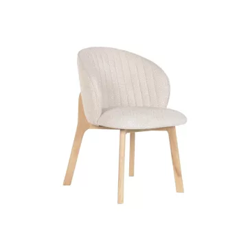 Silla madera de hevea poliester 58x58x79 beige