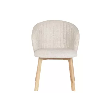 Silla madera de hevea poliester 58x58x79 beige