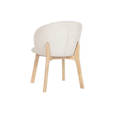 Silla madera de hevea poliester 58x58x79 beige