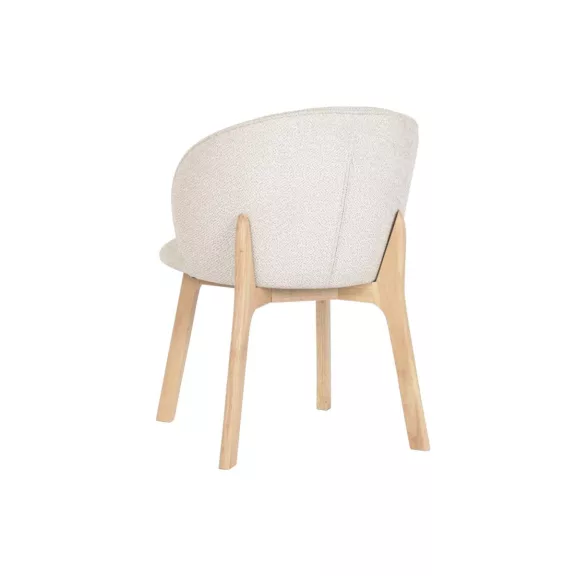 Silla madera de hevea poliester 58x58x79 beige