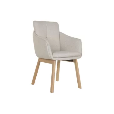 Silla madera de hevea poliester 59x60x86,5 beige