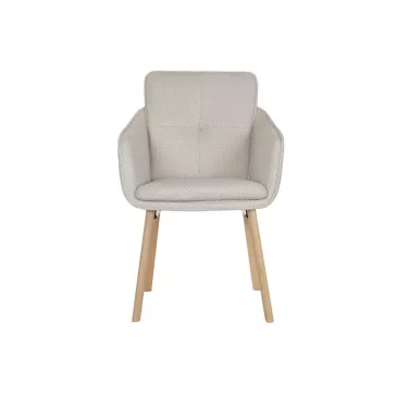 Silla madera de hevea poliester 59x60x86,5 beige