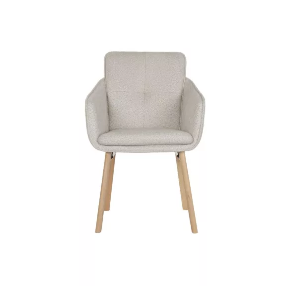 Silla madera de hevea poliester 59x60x86,5 beige