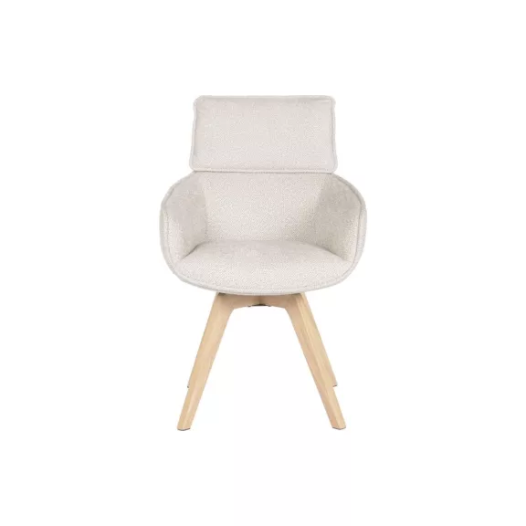 Silla madera de hevea poliester 59x62,5x93 beige
