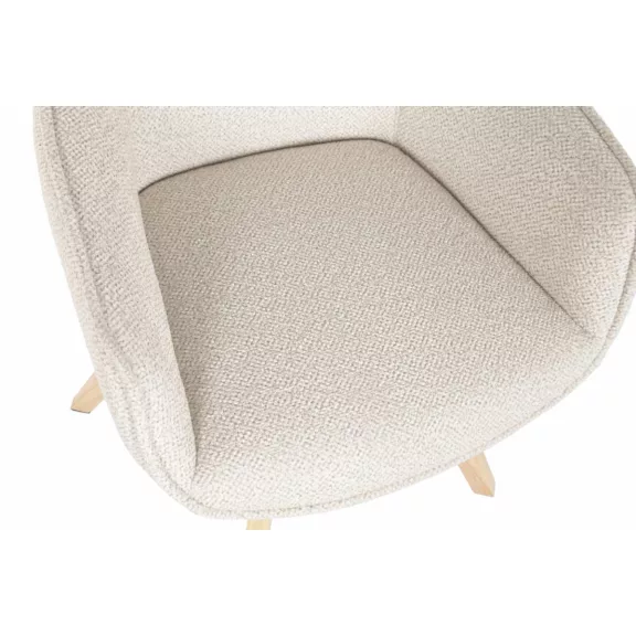 Silla madera de hevea poliester 59x62,5x93 beige