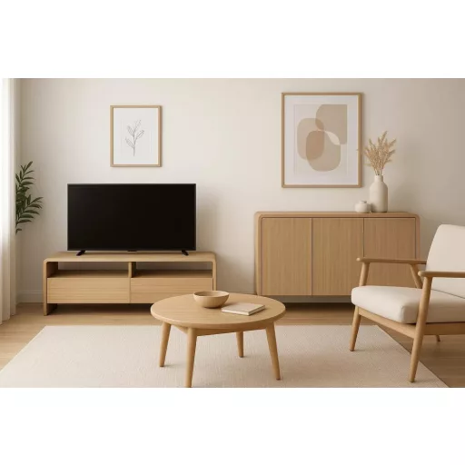 Mueble tv paulownia olmo 120x40x45 2 cajones