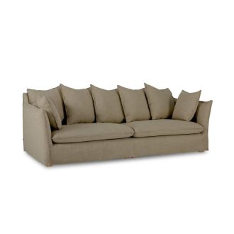 Sofa lino 260x104x90 con 7 cojines verde