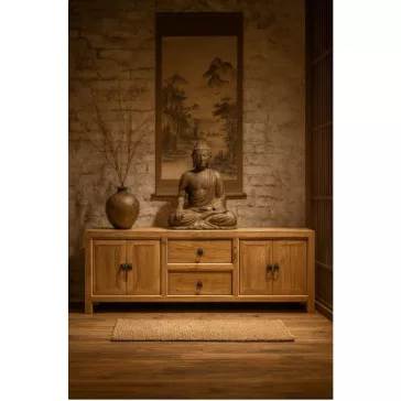   Újrahasznosított olmo (szilfa) fából készült TV-szekrény, 160×40×55,5 cm