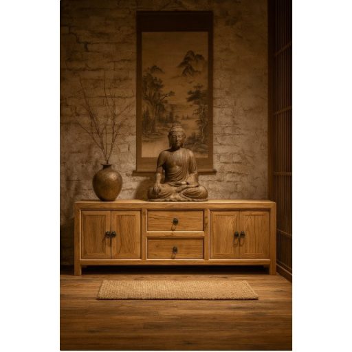 Újrahasznosított olmo (szilfa) fából készült TV-szekrény, 160×40×55,5 cm