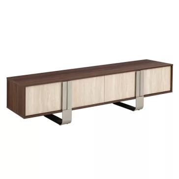   Modern márványhatású TV-szekrény MDF-ből és fémből – 180×40×43,5 cm