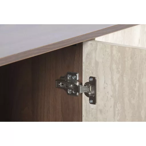 Modern márványhatású TV-szekrény MDF-ből és fémből – 180×40×43,5 cm