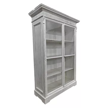 Fehér antikolt mangófa vitrin – 130×55×209 cm