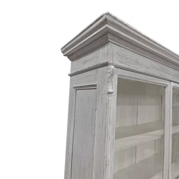 Fehér antikolt mangófa vitrin – 130×55×209 cm