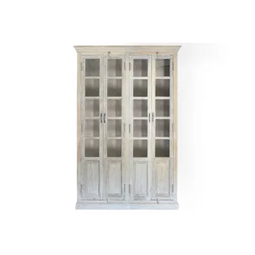 Fehér antikolt mangófa vitrin – 135×50×210 cm