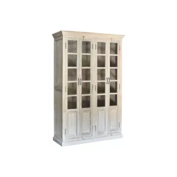 Fehér antikolt mangófa vitrin – 135×50×210 cm