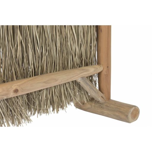 Teakfa paraván természetes rostfonással – 130 × 30 × 180 cm