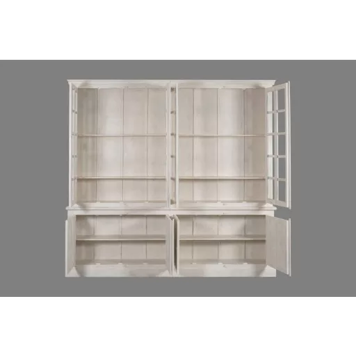 Teakfa vitrin XXL, két részes kivitelben – 270 × 43 × 244 cm