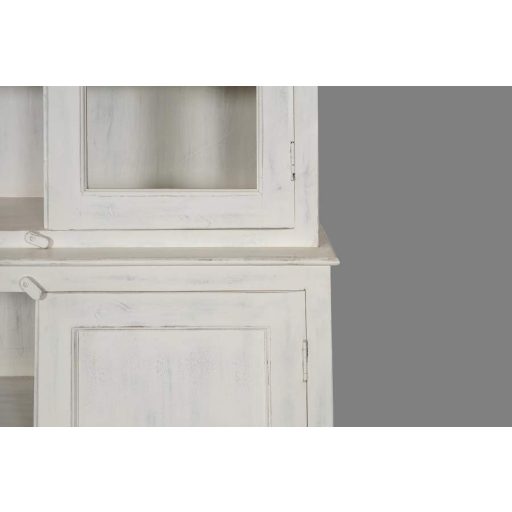 Vitrin mangófa – fehér antikolt, 122×43×230 cm