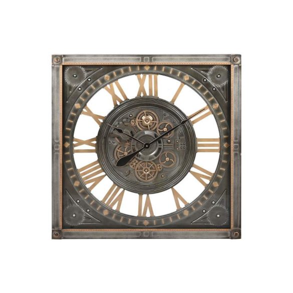 Reloj pared hierro cristal 80x10x80 gris