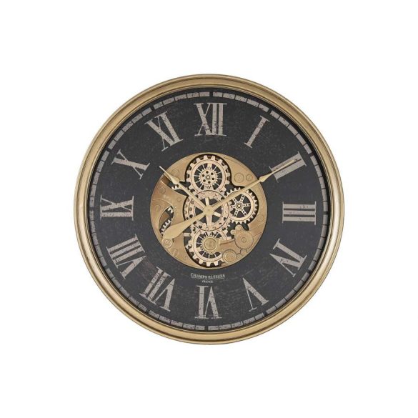 Reloj pared hierro cristal 80x9,5x80 dorado