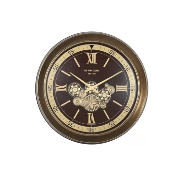 Reloj pared hierro cristal 100x14x100 dorado