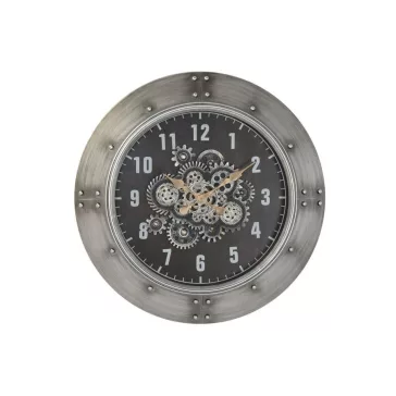 Reloj pared hierro cristal 80x9x80 plateado