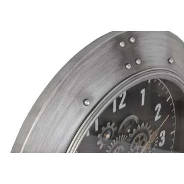 Reloj pared hierro cristal 80x9x80 plateado