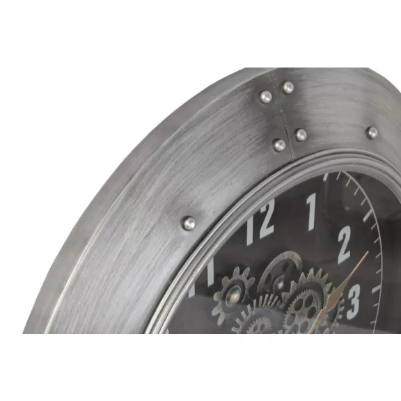 Reloj pared hierro cristal 80x9x80 plateado